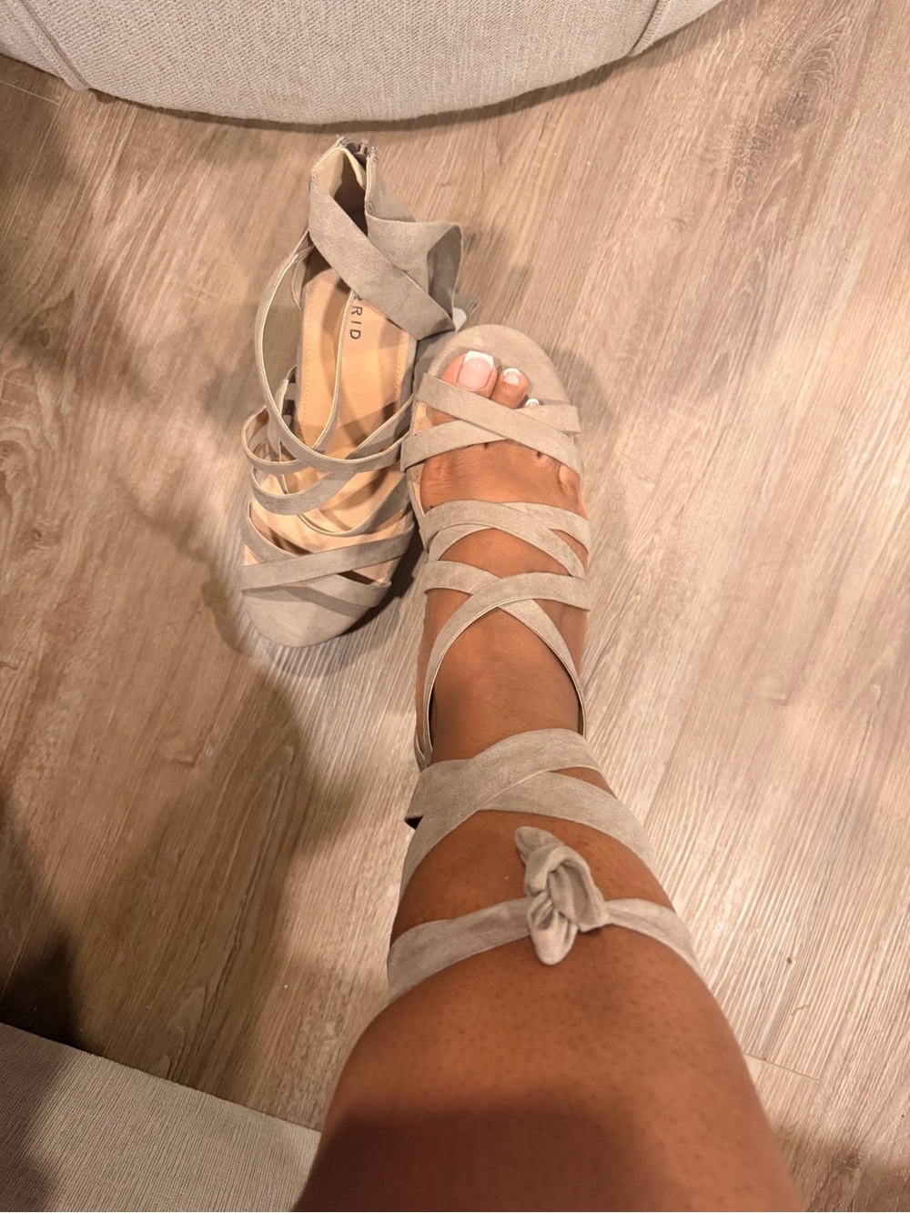 Torrid NWT Strappy Lace-Up Wedges in Taupe - Picture 7 of 9